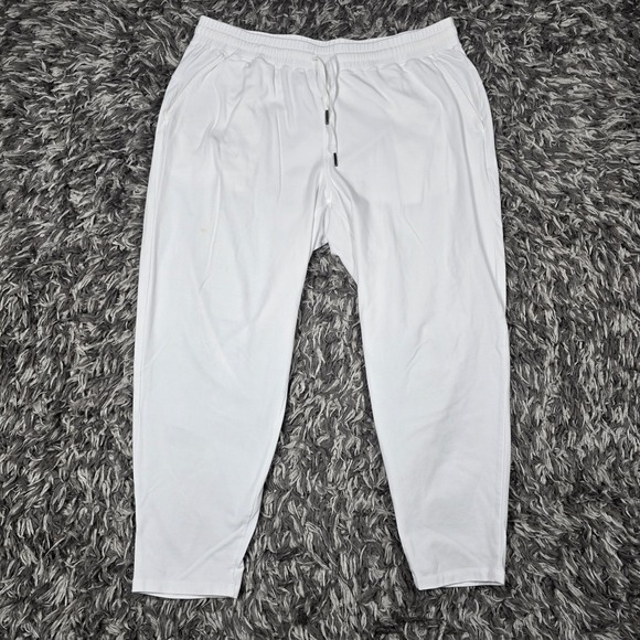 Eileen Fisher Pants - Eileen Fisher White Cotton Spandex Drawstring Jogger Pants Large Made in USA